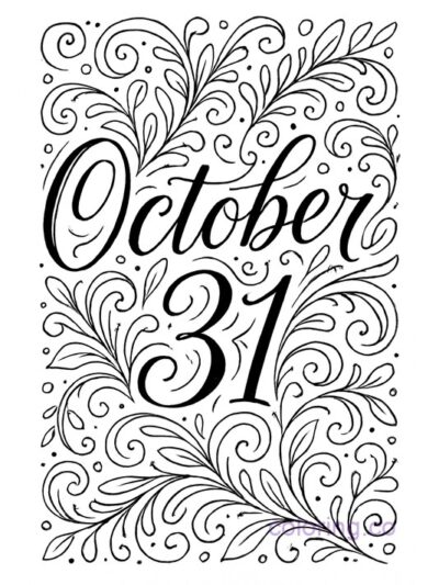 October 31 Decorative Handlettering Coloring Page